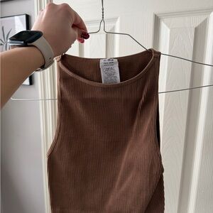 Cotton On Brown Ribbed Crop Top